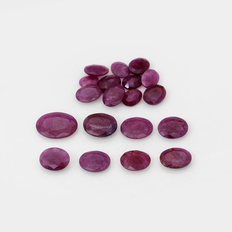 19 pcs Ruby  - 36.7 ct - Oval - Red