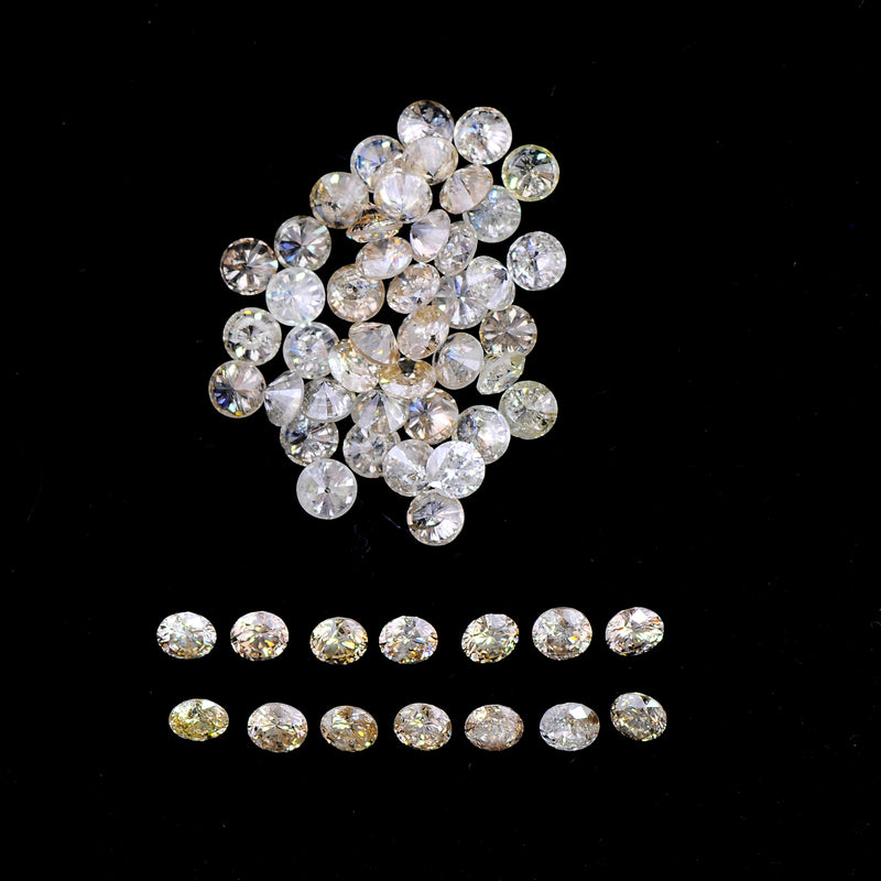 Round Mix Very Light Yellow - Brown Color Diamond 3.42 Carat - AIG Certified