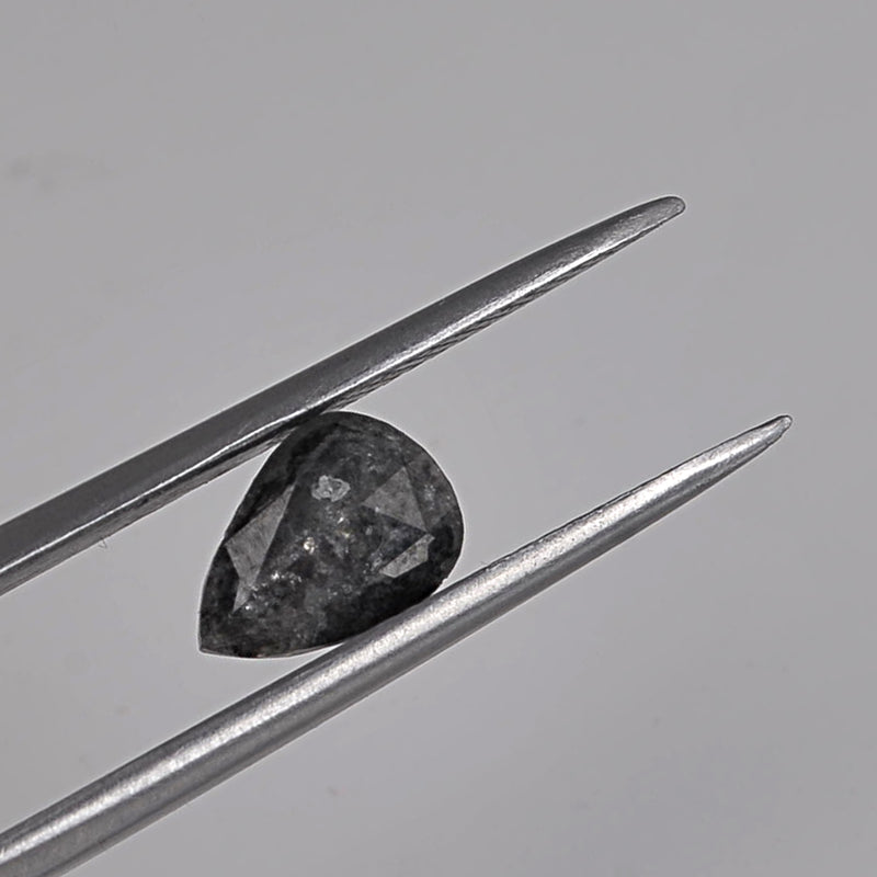 1.26 Carat Rose Cut Pear Black Diamond