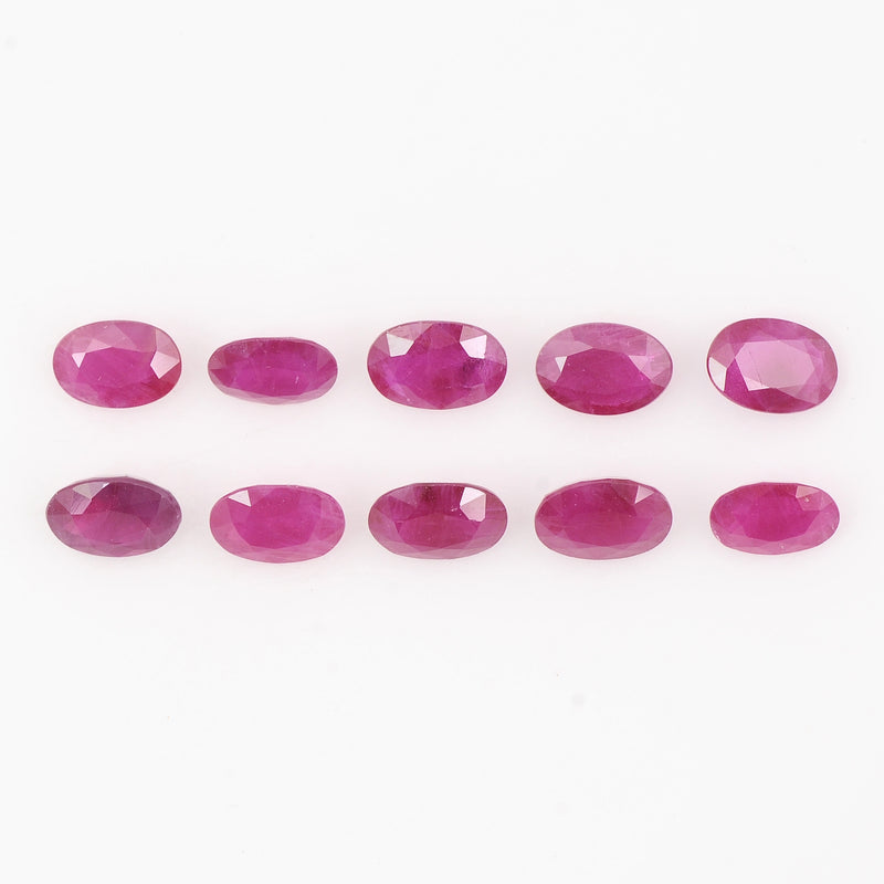 10 pcs Ruby  - 5.35 ct - Oval - Red