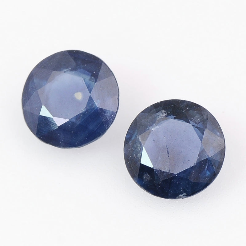 2 pcs Sapphire  - 1.47 ct - ROUND - Blue