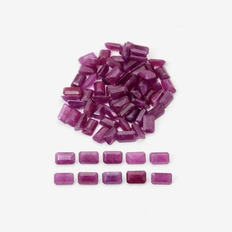 74 pcs Ruby  - 28.57 ct - Octagon - Red