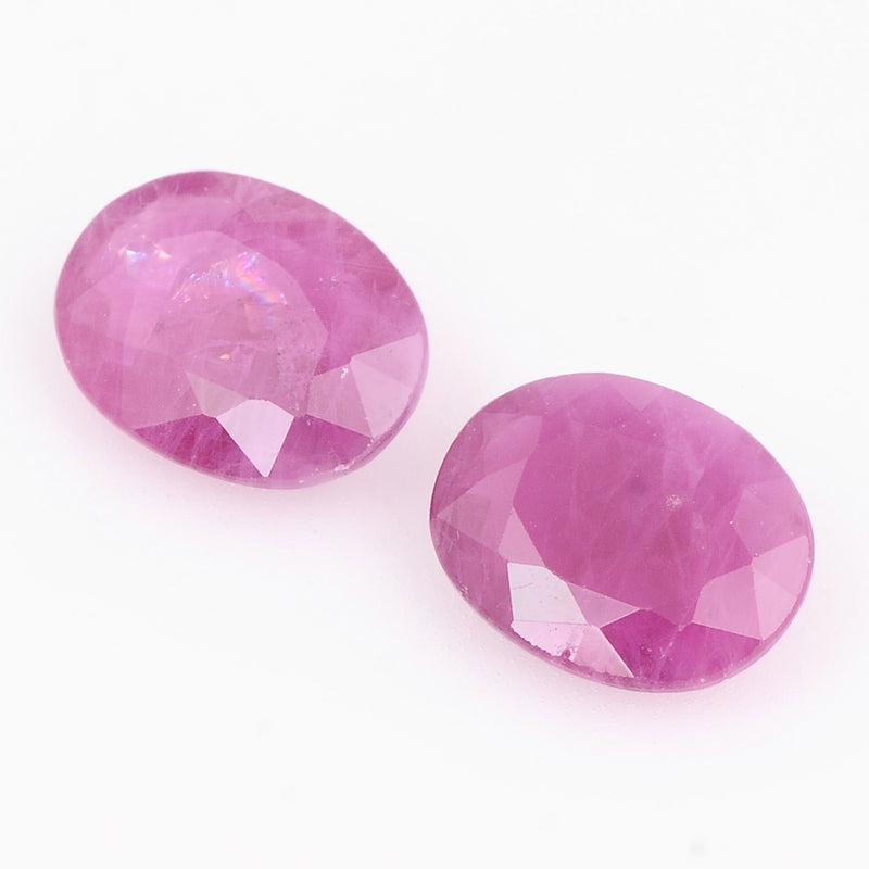2 pcs Ruby  - 3.9 ct - Oval - Red