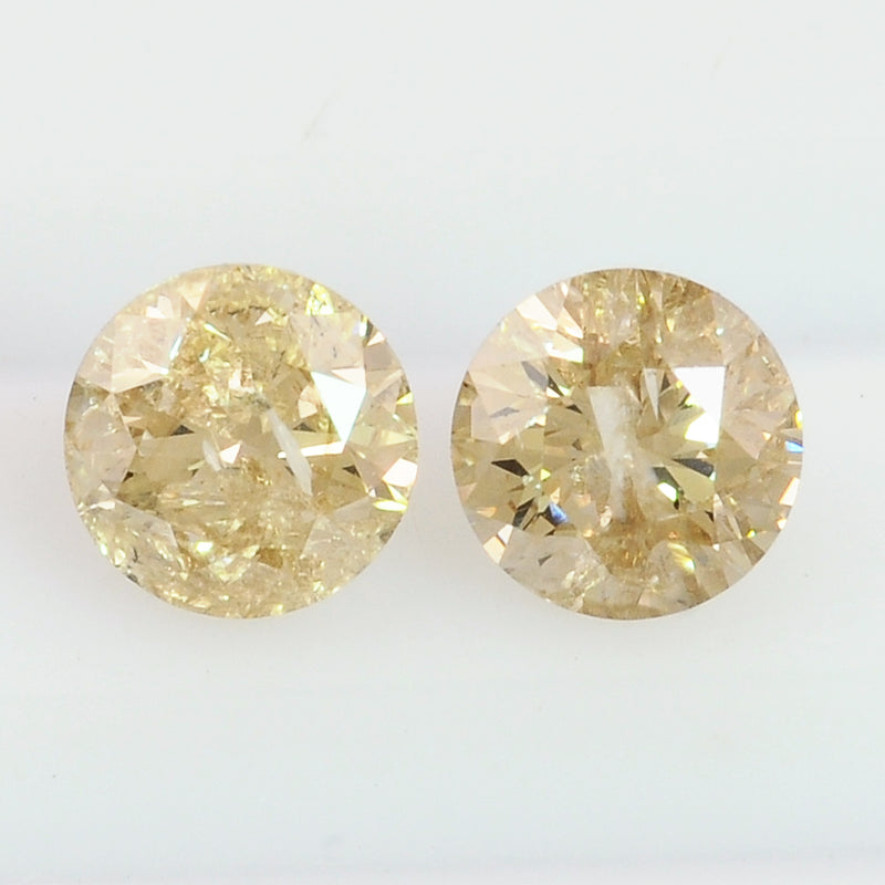 0.41 Carat Brilliant Round Natural Fancy Light Yellowish Brown I2 Diamond ALGT Certified