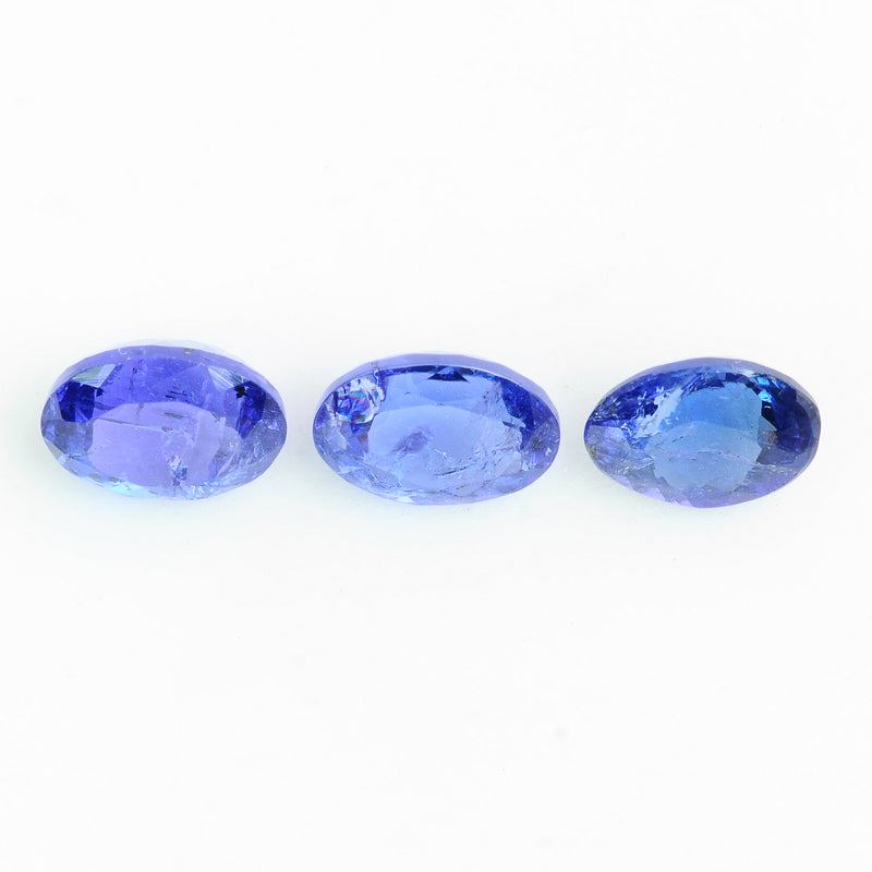 3 pcs Tanzanite  - 6.72 ct - Oval - Blue - Transparent