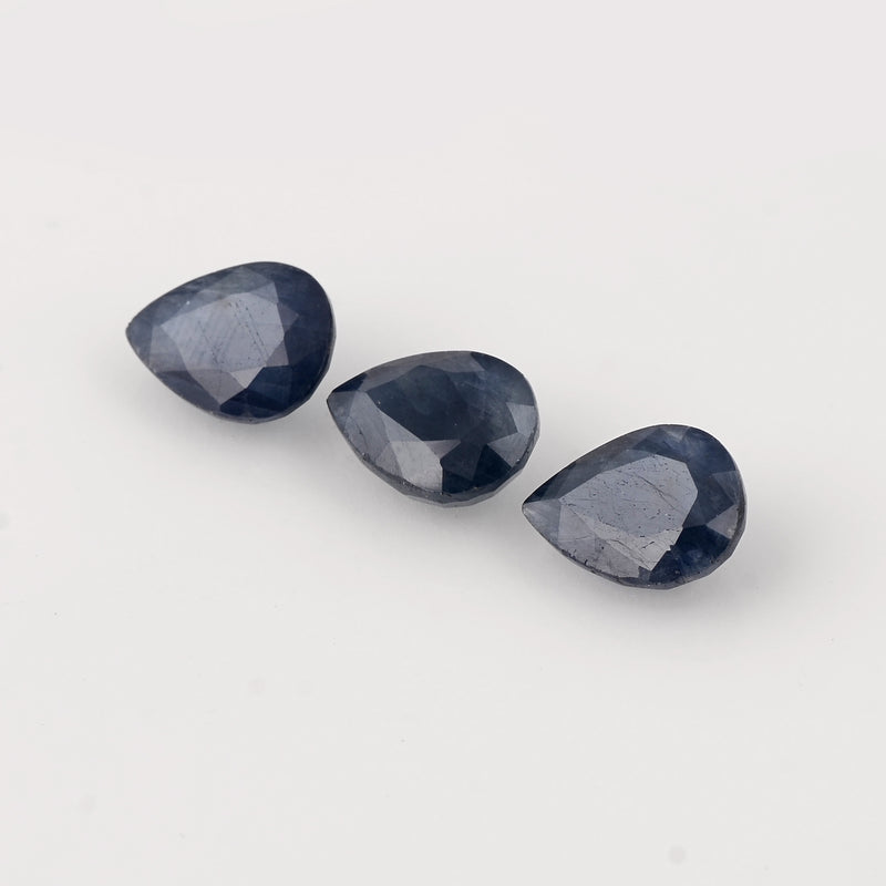 3 pcs Sapphire  - 9.73 ct - Pear - Blue - Semi-transparent