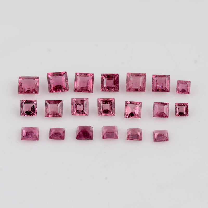 20 pcs Tourmaline  - 8.5 ct - Square - Pink