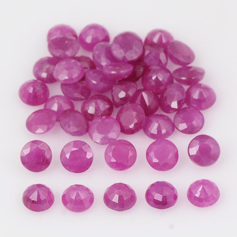 41 pcs Ruby  - 9.57 ct - ROUND - Reddish Purple
