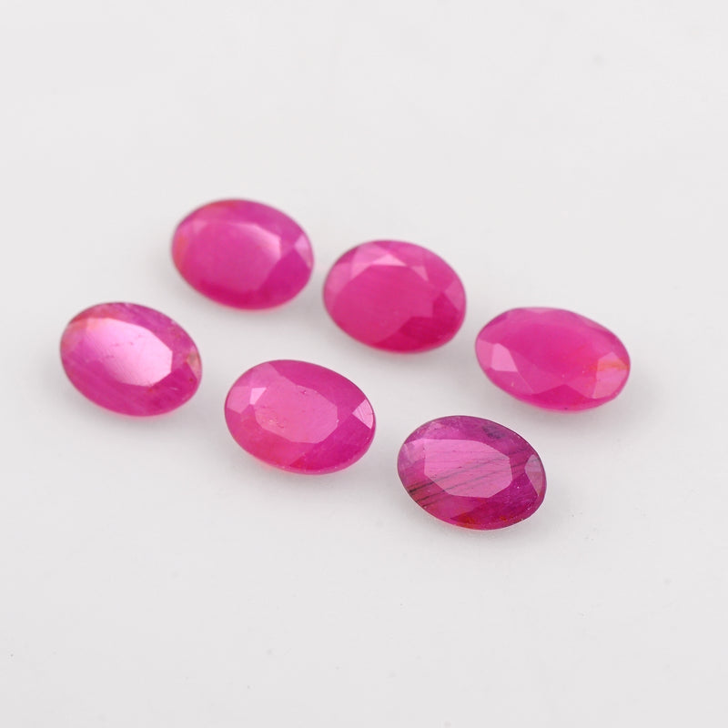 6 pcs Ruby  - 5.46 ct - Oval - Red