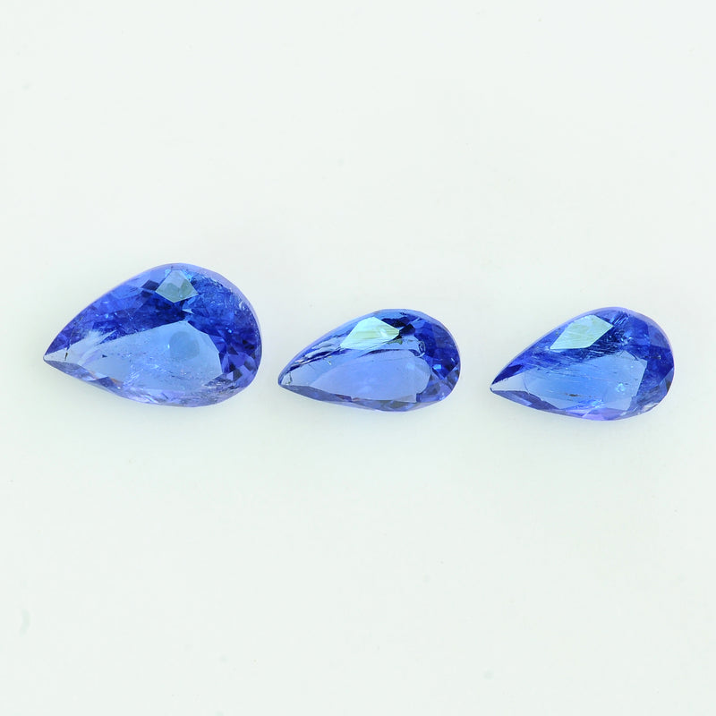 3 pcs Tanzanite  - 4.88 ct - Pear - Violetish Blue