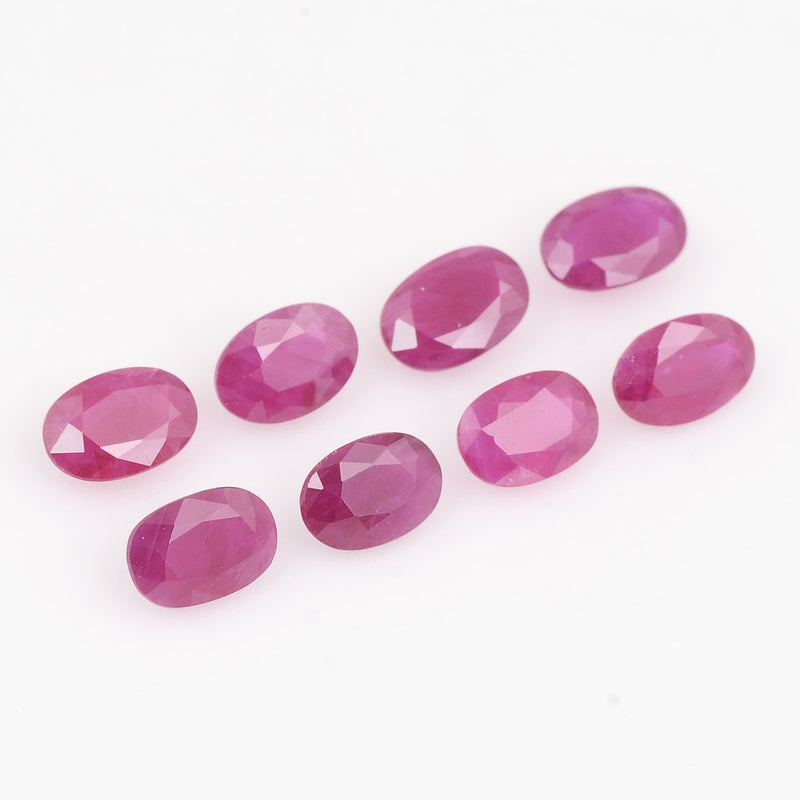 8 pcs Ruby  - 4.8 ct - Oval - Red