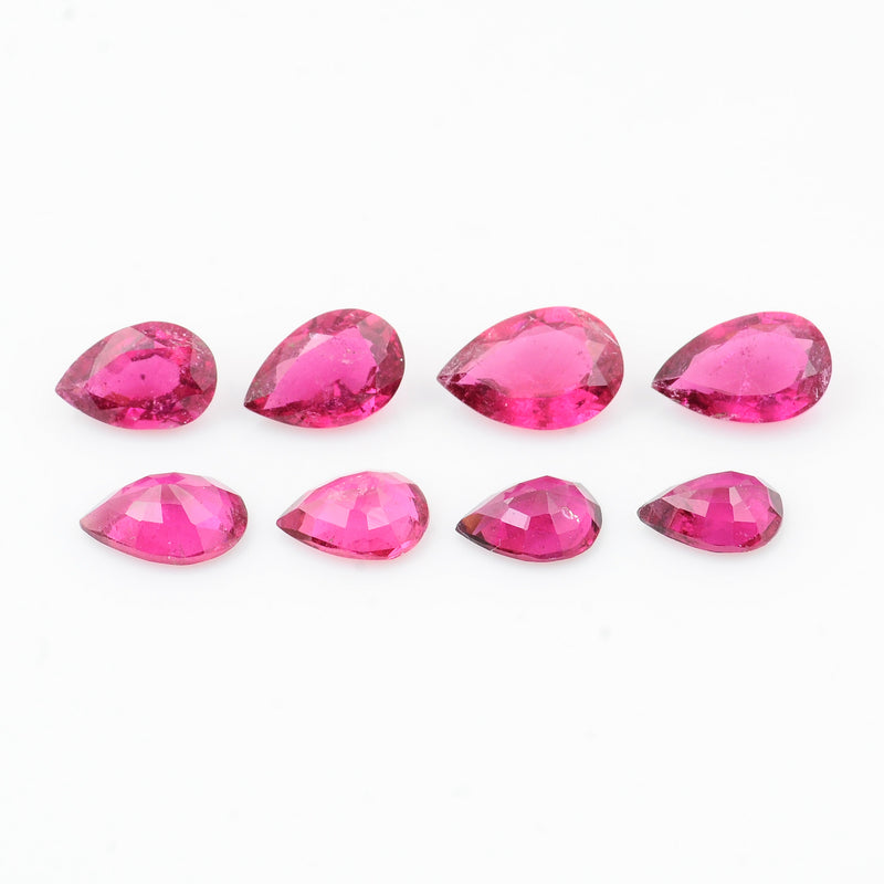 8 pcs Rubellite  - 6.68 ct - Pear - Pink
