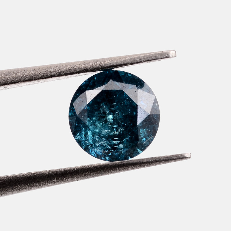 Round Fancy Intense Greenish Blue Color Diamond 1.19 Carat - AIG Certified