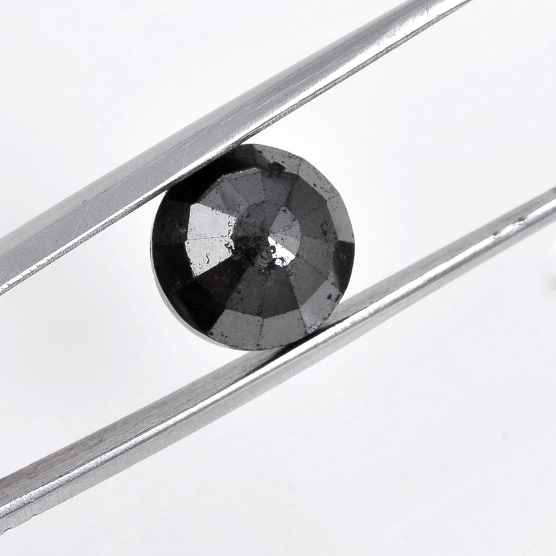 7.94 Carat Rose Cut Round Fancy Black Diamond-AIG Certified