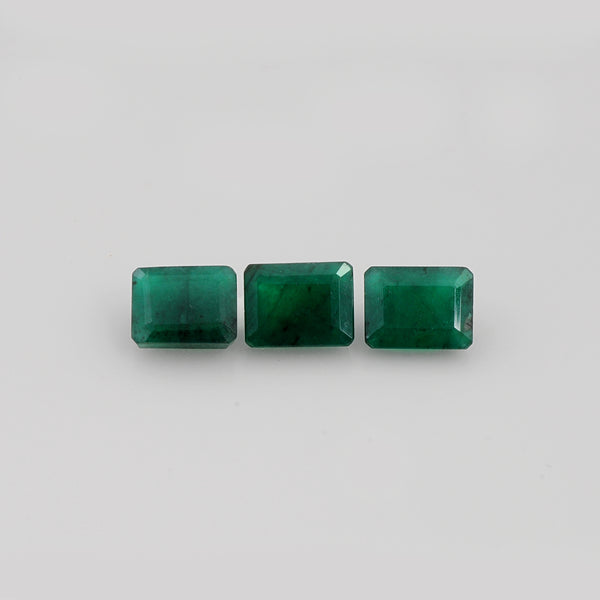 3 pcs Emerald  - 7.72 ct - Octagon - Green