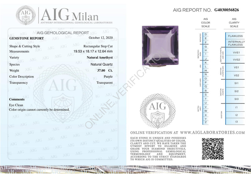37 Carat Rectangular Purple Amethyst Gemstone