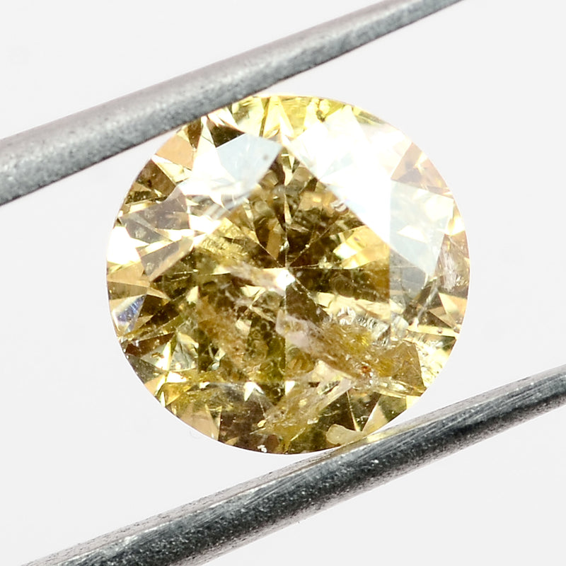 Round Fancy Yellow Color Diamond 0.51 Carat - ALGT Certified