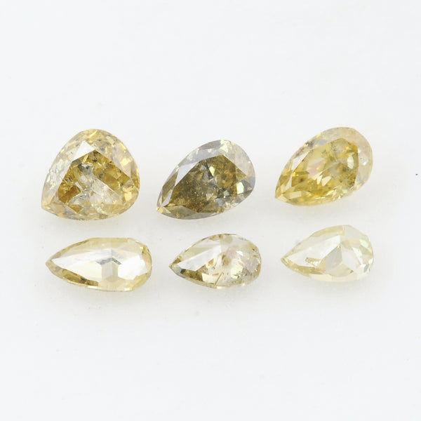 6 pcs DIAMOND  - 0.89 ct - Pear - Natural Fancy Mix Yellow - I