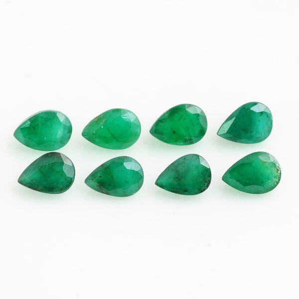 8 pcs Emerald  - 5.97 ct - Pear - Green