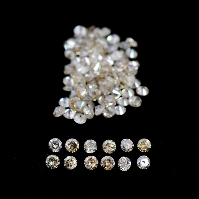 Round Mix Very Light Yellow - Brown Color Diamond 2.55 Carat - AIG Certified