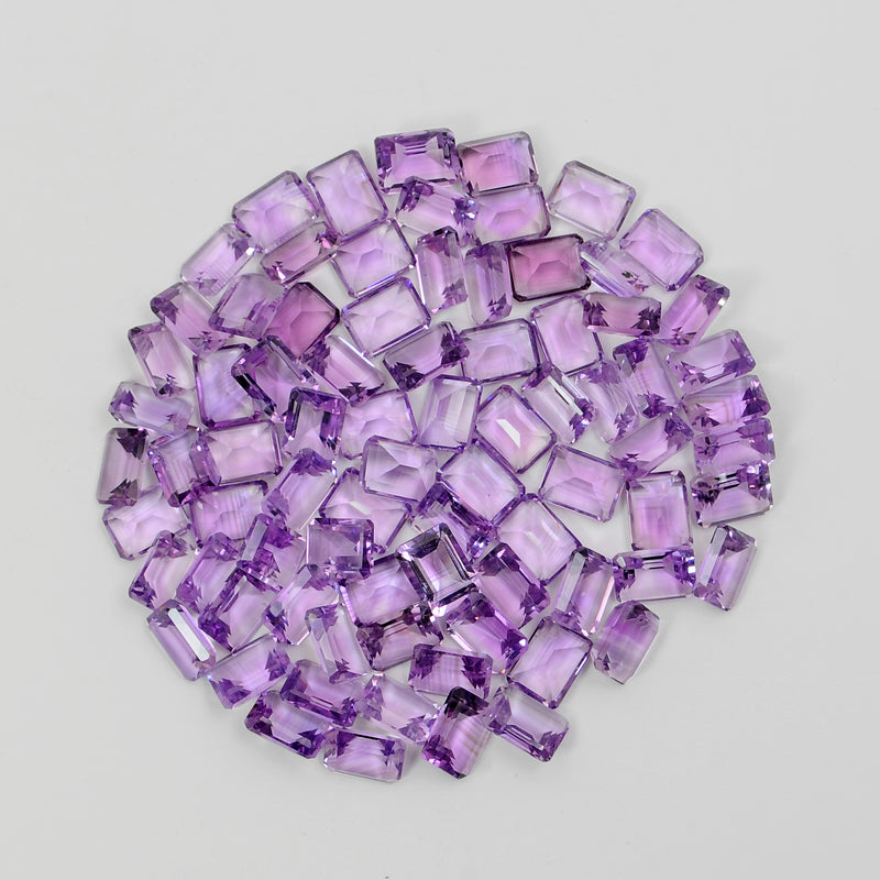 Octagon Purple Color Amethyst Gemstone 111.86 Carat