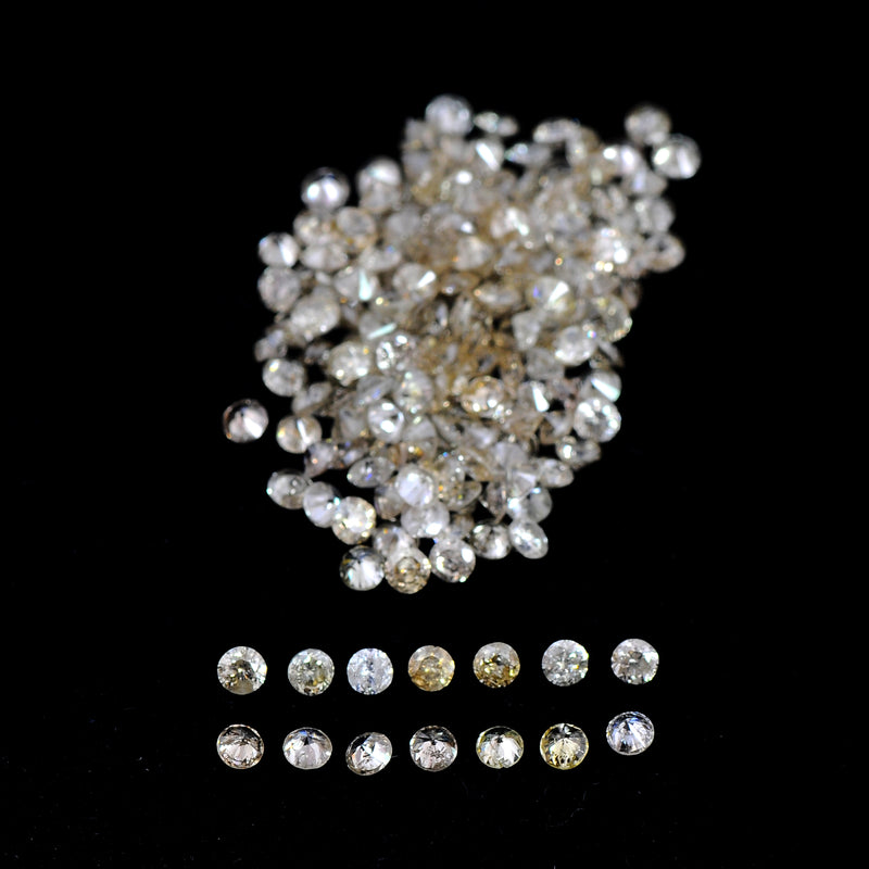 Round Mix Very Light to Light Brown Color Diamond 3.30 Carat - AIG Certified