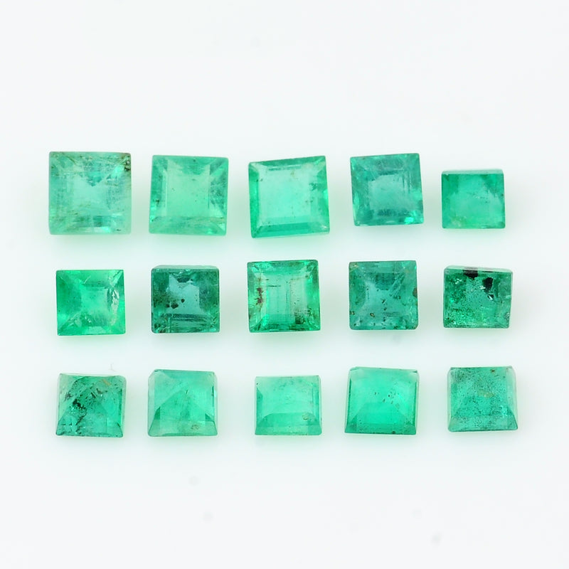 15 pcs Emerald  - 2.1 ct - Square - Green