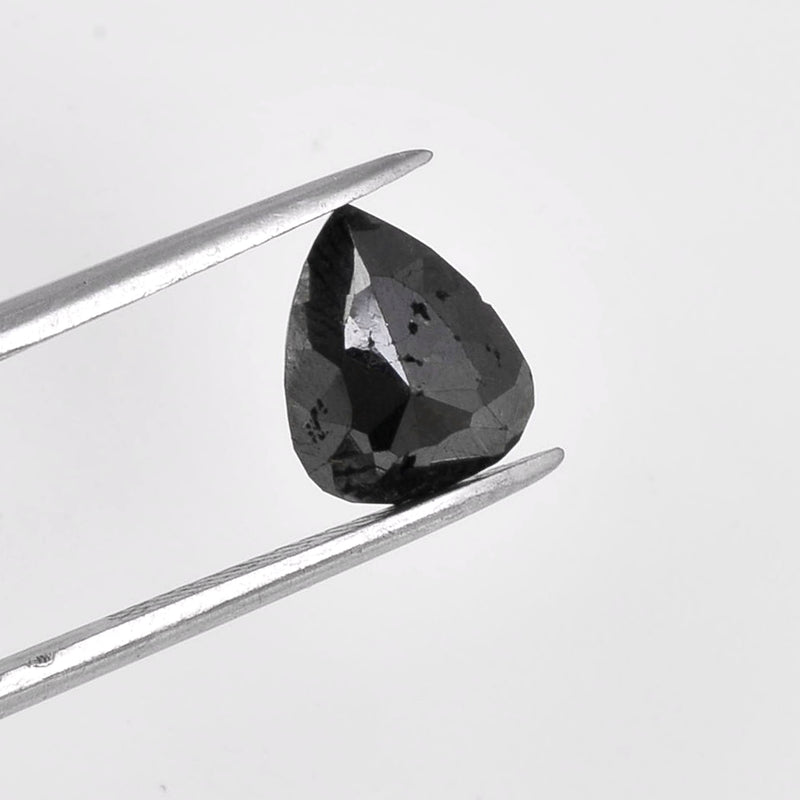 1.51 Carat Rose Cut Pear Fancy Black Diamond-AIG Certified