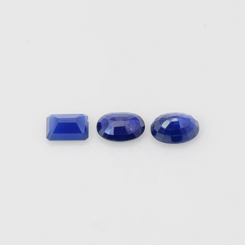 3 pcs Sapphire  - 4.16 ct - Mix Shape - Blue