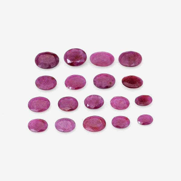 18 pcs Ruby  - 34.75 ct - Oval - Red