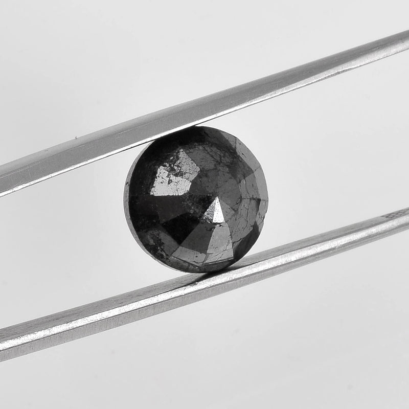 7.46 Carat Rose Cut Round Fancy Black Diamond-AIG Certified