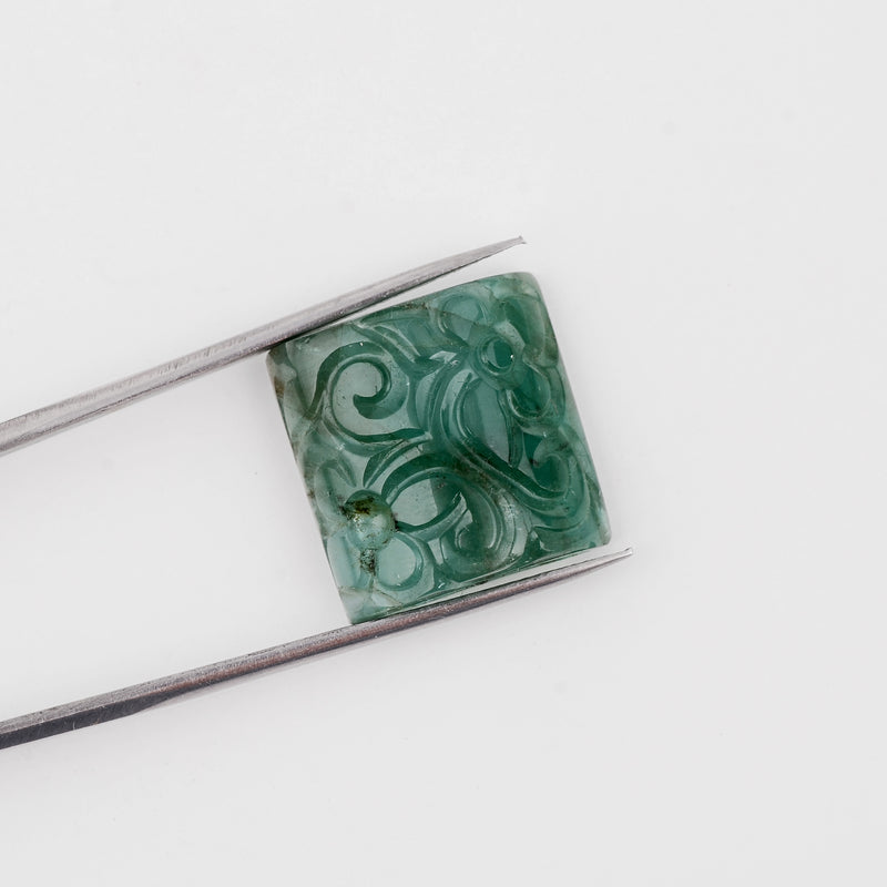 1 pcs Emerald  - 16.47 ct - Carving - Green - Transparent