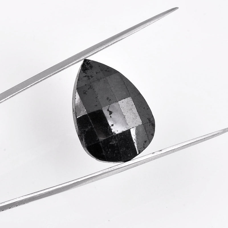 14.97 Carat Checkerboard Pear Fancy Black Diamond-AIG Certified