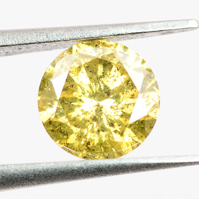 Round Fancy Intense Yellow Color Diamond 0.40 Carat - ALGT Certified
