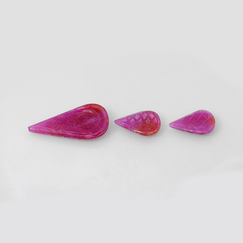 3 pcs Ruby  - 22.34 ct - Pear - Red