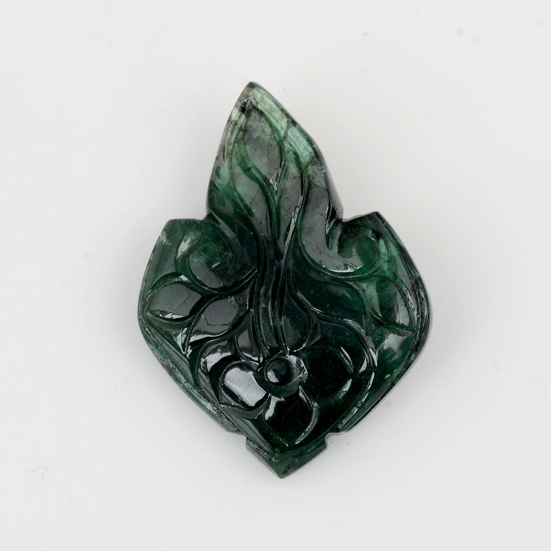 1 pcs Emerald  - 34.37 ct - Carving - Green - Transparent
