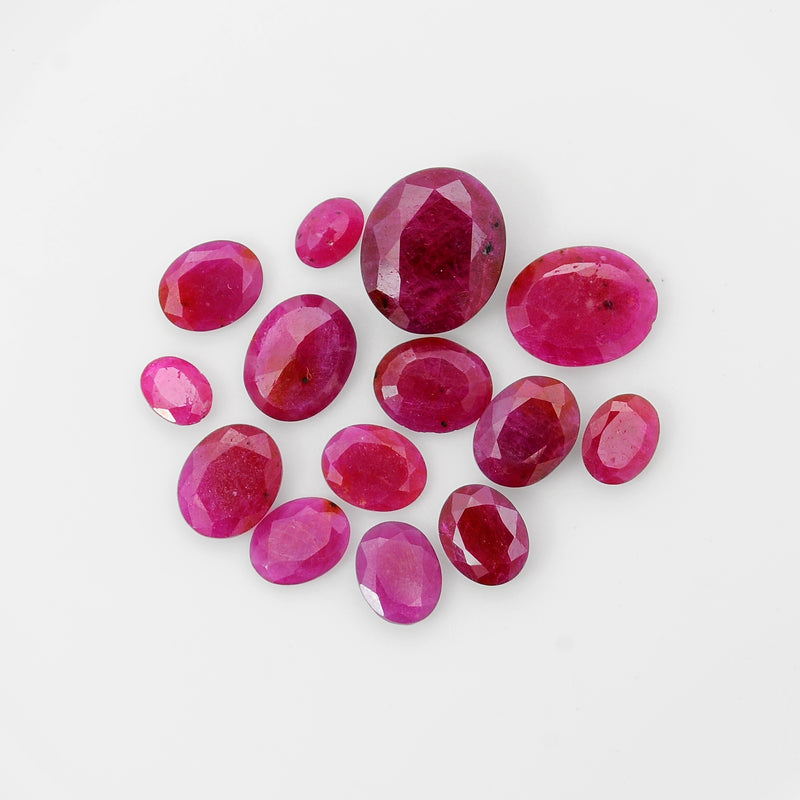 14 pcs Ruby  - 31.82 ct - Oval - Red