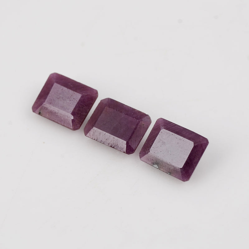 3 pcs Ruby  - 19.4 ct - Octagon - Red