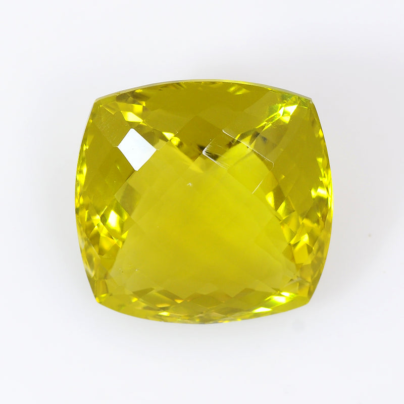 1 pcs Lemon Quartz  - 115.99 ct - Square Cushion - Intense Greenish Yellow