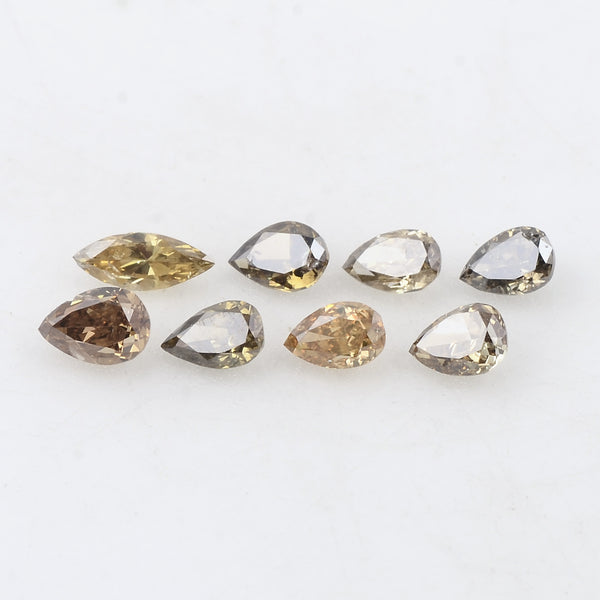 8 pcs DIAMOND  - 0.83 ct - Marquise, Pear - Natural Fancy Mix Yellow - Brown - SI - I1