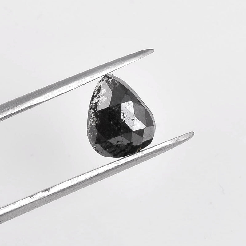2.02 Carat Rose Cut Pear Fancy Black Diamond-AIG Certified