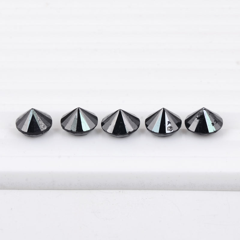 5 pcs Diamond  - 15.16 ct - ROUND - Fancy Black - Not Applicable
