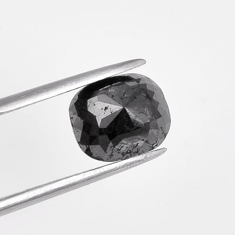 2.21 Carat Rose Cut Cushion Fancy Black Diamond-AIG Certified