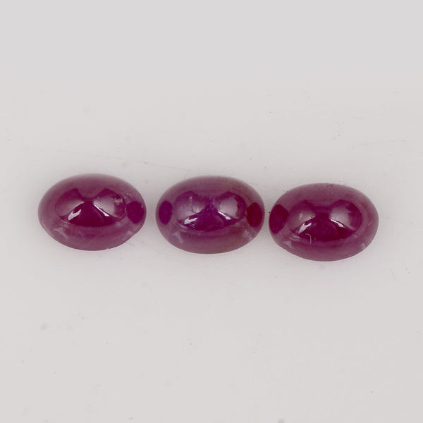 3 pcs Ruby  - 3.75 ct - Oval - Red