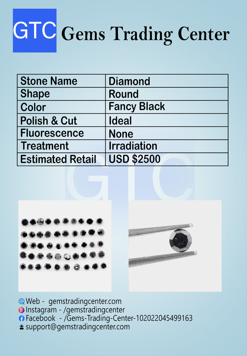 Round Fancy Black Diamond 0.01 - 1.30 Carat
