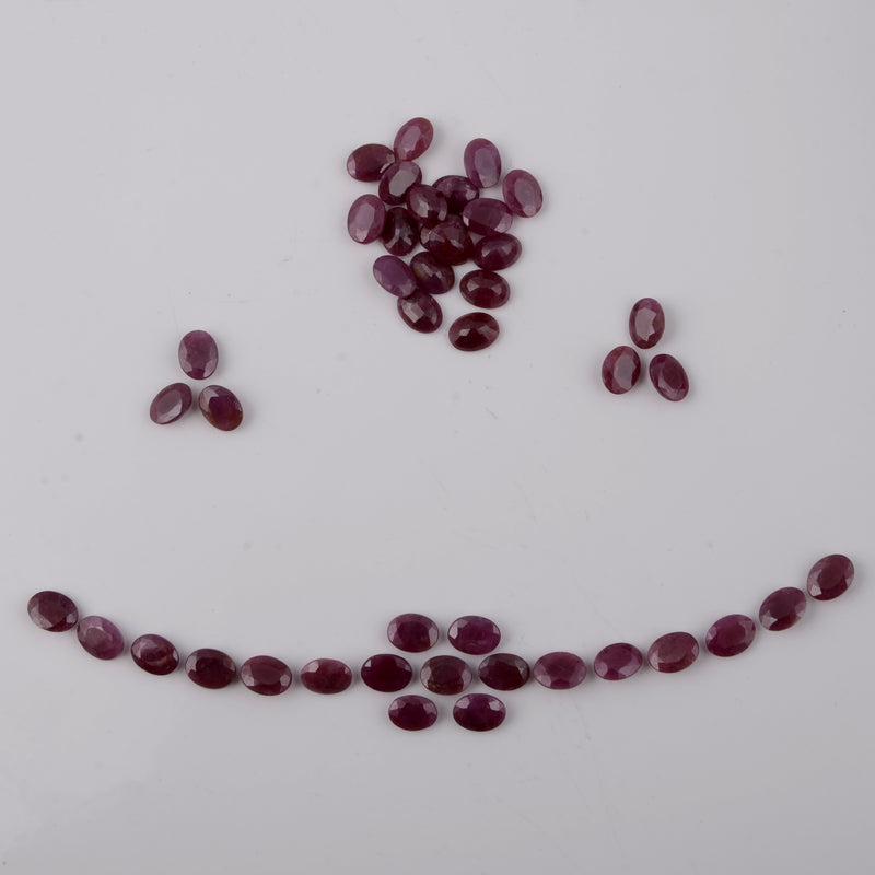 43 pcs Ruby  - 64.25 ct - Oval - Red