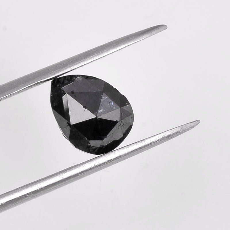 2.03 Carat Rose Cut Pear Fancy Black Diamond-AIG Certified