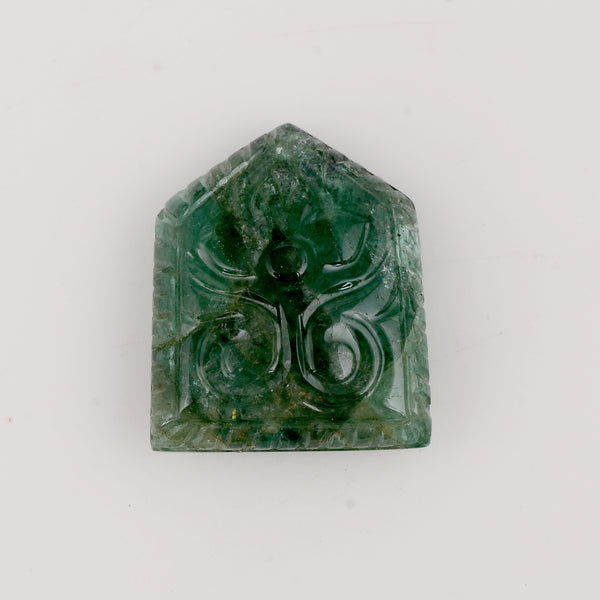 1 pcs Emerald  - 17.72 ct - Carving - Green - Transparent
