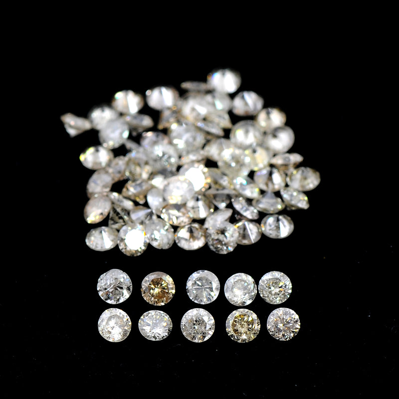 Round Mix Very Light to Light Brown - Yellow Color Diamond 3.22 Carat - AIG Certified