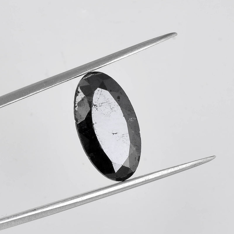 6.89 Carat Rose Cut Oval Fancy Black Diamond-AIG Certified